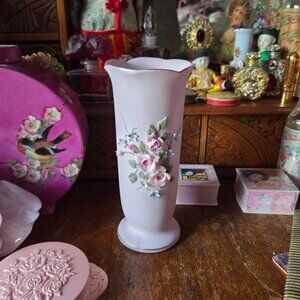 Vintage Lefton China Rose Flower Vase Romantic Cottagecore Victorian Style Gift